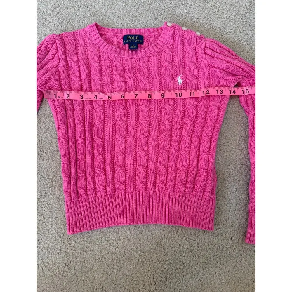 Ralph Lauren Cable Knit Sweater Kids Size 6 Pink Preppy Old Money Classic
